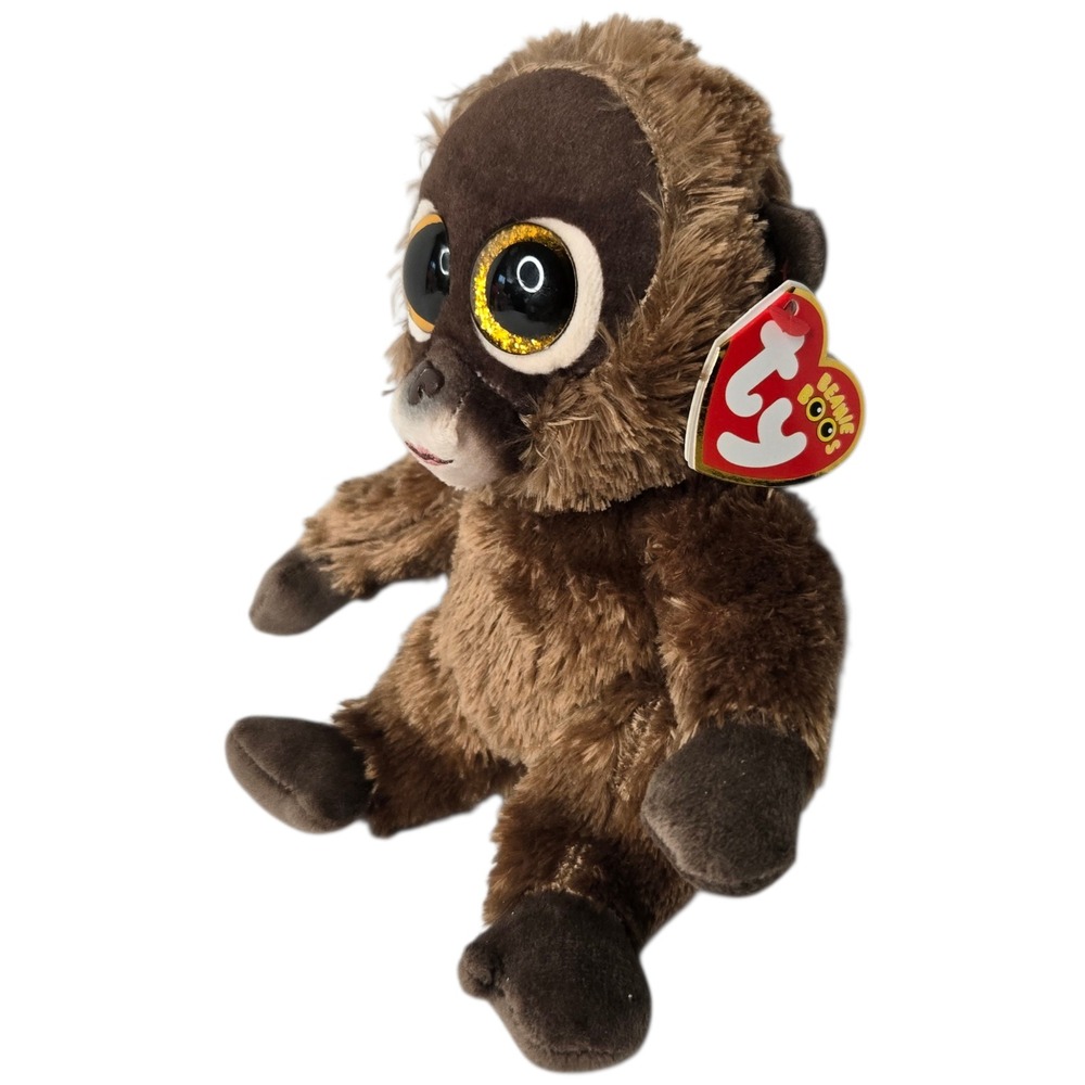 Ty Chessie Monkey 8" Beanie Boo Brown‎ Stuffed Plush Gold Glitter Eyes NWT 2022 - Picture 3 of 7